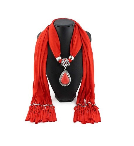 Women Scarf with Necklace Jewellery Zambeel